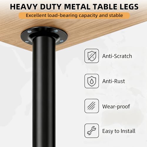 QLLY 8 Inch Adjustable Metal Coffee Table Legs, Heavy Duty Round Furniture Legs with 1” Leveling Feet for Ottoman, Bench, End Table and Sofa Replacement, Set of 4 (Black) - color: Black, size: 8 inch