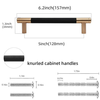10 Pack 5 Inch Black and Champagne Bronze Kitchen Cabinet Handles - color: Black And Champagne Bronze, size: 5'' Hole Center(128mm)