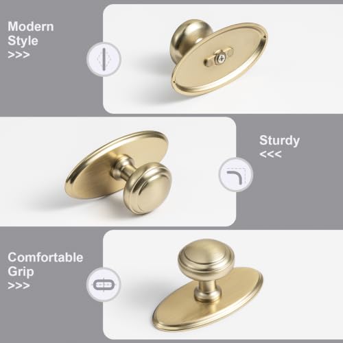 6Pack Champagne Bronze Cabinet Knobs with Backplate Drawer knobs - color: Champagne Bronze, style: Oval