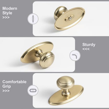 6Pack Champagne Bronze Cabinet Knobs with Backplate Drawer knobs - color: Champagne Bronze, style: Oval