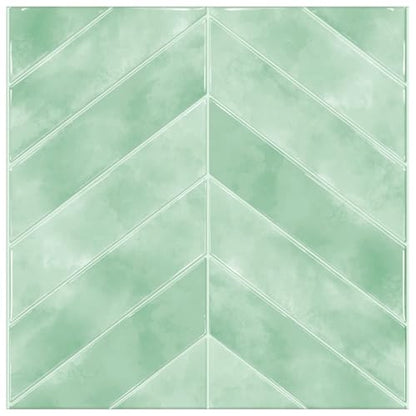 MORCART 10PCS 11.8"x11.8" Herringbone Peel and Stick Backsplash - color: Light Green