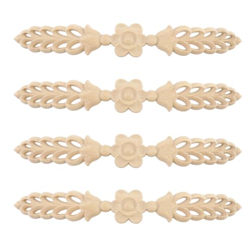 Wood Carved Onlays Appliques (Style9,4 pcs) - style: Style9,4 pcs