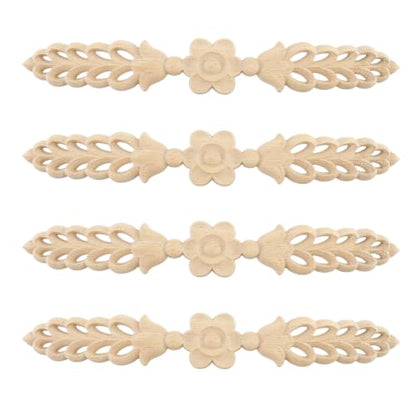 Wood Carved Onlays Appliques (Style9,4 pcs) - style: Style9,4 pcs