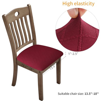 Fuloon Dining Chair Seat Covers Stretch Slipcovers, 6 Pack, Burgundy - color: Burgundy, size: Not Waterproof