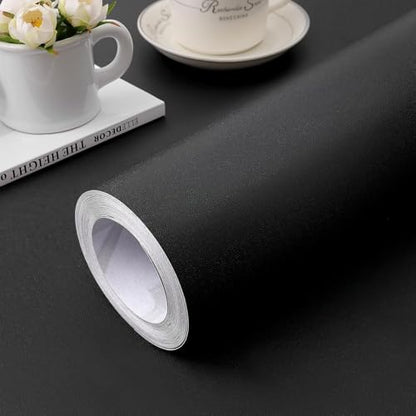 15.7" x 236.2" Black Wallpaper Self Adhesive and Removable Peel and Stick - color: Black, size: 15.7" x 236.2"