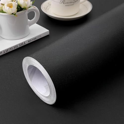 15.7" x 236.2" Black Wallpaper Self Adhesive and Removable Peel and Stick - color: Black, size: 15.7" x 236.2"