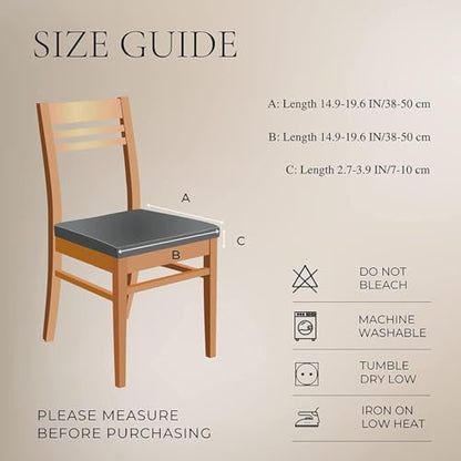 SearchI Dining Chair Seat Covers Set of 4, Rear Covered, Check Light Grey - color: Check Jacquard Light Grey