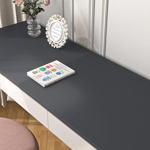 Livelynine 15.8x197 Matte Dark Grey Wallpaper Peel and Stick for Bedroom Kitchen Cabinet Contact Paper Waterproof Self Adhesive Waterproof Vinyl Wrap for Cabinets Desk Covering Counter Top Covers - size: 15.8" x 197"