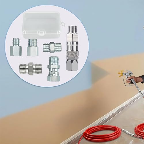 6Pcs Sprayer Joint Set Spray Gun Swivel Joint and Paint Hose Connector Accessories for Airless Paint Sprayer - size: B-6 size sprayer joints