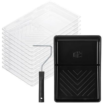 Bates- 6 Inch Paint Roller Tray Set, 12 pcs Black Plastic Paint Tray Kit