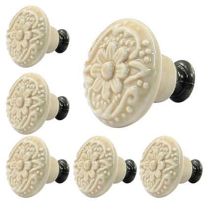 Piutouyar Light Yellow Ceramic Knobs, 34mm / 1.3 Inch, 10Pcs - color: ligth yellow, size: 10 Pieces