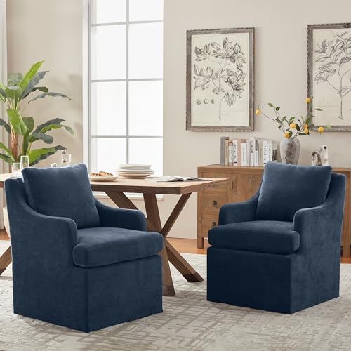 VKNOW Upholstered Dining Chairs, Dining Room Chairs with Casters - color: Blue, size: 1
