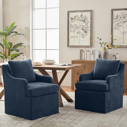 VKNOW Upholstered Dining Chairs, Dining Room Chairs with Casters - color: Blue, size: 1