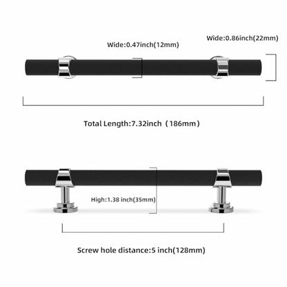 20 Pack 5 Inch Cabinet Pulls knurled Matte Black and Polished Chrome Kitchen Cabinet Handles Aluminum and Zinc Alloy Drawer Pulls Solid Cabinet Hardware - color: Black and Polished Chrome, size: 5'' Hole Center(128mm)