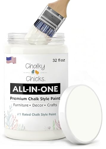 Chalky Chicks Buttermilk 32 Fl Oz Chalk Paint for Furniture All in One - color: Buttermilk (White), size: 32 Fl Oz (Pack of 1)