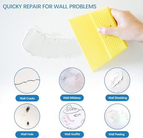 Drywall Repair Kit,Drywall Hole Patch Repair Kit,Wall Spackle Paste 9.8OZ to Fix Wall Surface Holes and Creak Damage with White Wall Repair Putty,Scraper,Sanding Pad Fill Quick and Easy Solution - color: 8-in-1 SET (1 Can of Spackle)