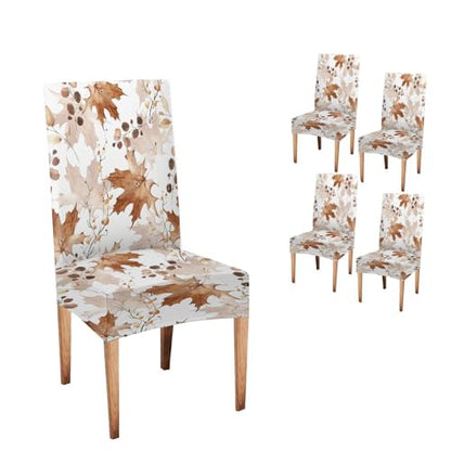 Mrcrypos Slipcover Chair Covers Set of 4 Autumn Maple Leaves Pattern Dining Chairs Covers Kitchen Chair Covers for Dining Living Room Restaurant Party Banquet - color: Autumn-1, size: 4