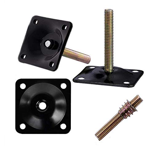 4Pcs Black Furniture Leg Mounting Plates Kit, M8 Bolts & Adapters - color: Black