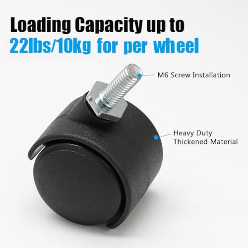 1 Inch Swivel Caster Wheels, 4pcs, M6 Threaded Stem, Black - style: 1 Inch-M6 Threaded Stem