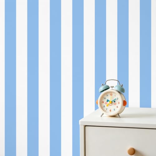 Blue and White Striped Wallpaper Peel and Stick Wallpaper Self-Adhesive Removable Waterproof Wall Paper for Walls Modern Vinyl Film 17.3”x1200” - color: Blue/White Striped, size: 17.3" x 1200"