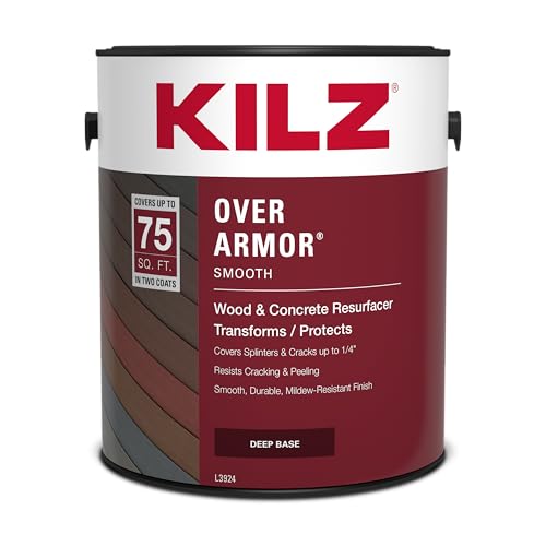 KILZ Over Armor Textured Solid Coating Resurfacer, Hickory Bark 1 Gallon - color: Hickory Bark, style: Smooth