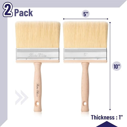 Bates- Deck Stain Brush, 5 Inch, 2 Pack, Wooden Handle, Stain Brushes for Wood, Deck Brush, Large Paint Brushes