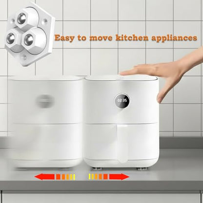 Mini Adhesive Wheels for Appliances & Plastic Drawers, 360° Hidden Casters - color: White