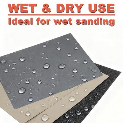 Wet Dry Sandpaper Sheets 9x3.6, 1000 1200 1500 2000 3000 5000 Grit, 42Pcs