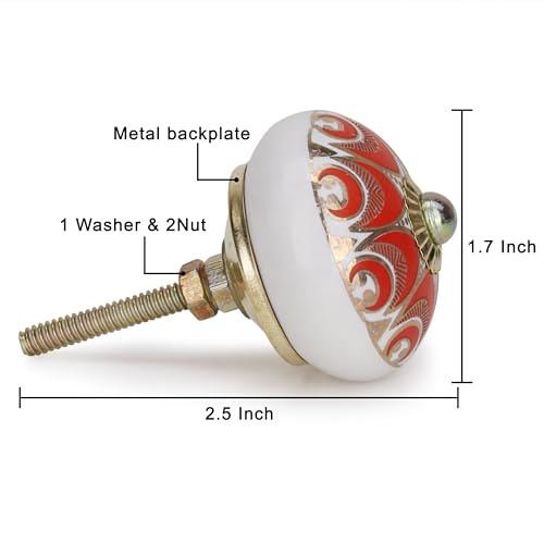 Red Ceramic Cabinet Knobs (Pack of 6) - color: Red, style: Art Deco