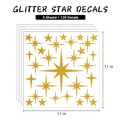 120 Pcs Glitter Gold Star Wall Decals - style: Glitter Gold Star