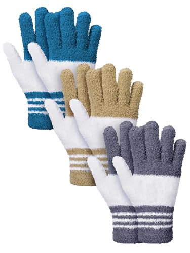 Patelai 3 Pairs Microfiber Dusting Gloves for Plants Leaf, Medium - color: Dark Blue, Gray, Khaki, White, size: Medium
