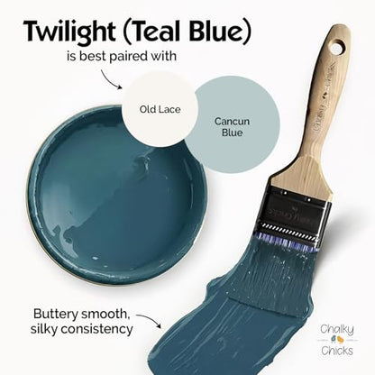Chalky Chicks Twilight 8 Fl Oz Chalk Paint for Furniture All in One - color: Twilight (Teal Blue), size: 8 Fl Oz (Pack of 1)