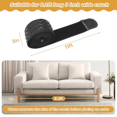 Under Couch Blocker 3" x 13 ft, Elastic Sofa Gap Bumper for Straight-Leg - size: Small