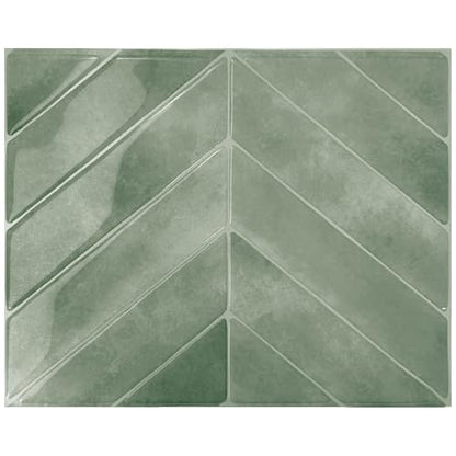 SMART TILES Peel and Stick Backsplash - 5 Sheets of 11.43" x 9" - 3D Adhesive Peel and Stick Tile Backsplash for Kitchen, Bathroom, Wall Tile - color: Solna Green
