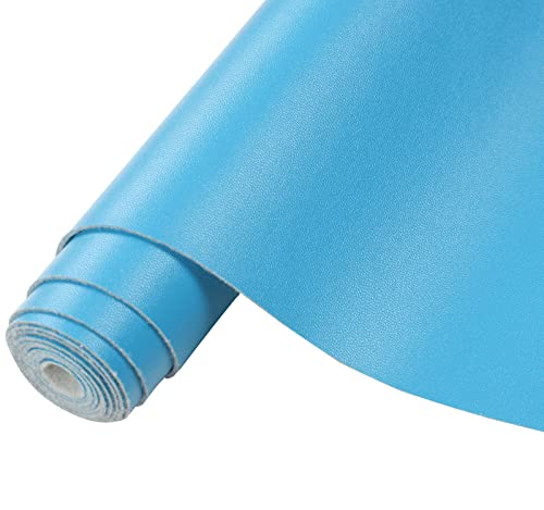 CDY Smooth Faux Leather Roll: 13.8"X53" Faux Leather Sheets for Upholstery - color: Sky Blue