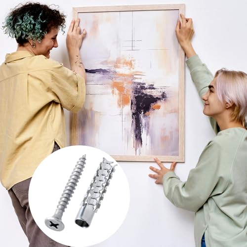 80 Pcs M6 Tree Shaped Steel Hollow Wall Anchor with Screws, Loose Hinge Hole Repair Kits, Metal Expansion Screws for Concrete, Drywall Anchors, Drywall Anchor Kit (0.24''×1.38'', Silver)