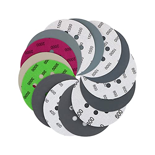 VIBRATITE 70PCS 5 Inch Hook & Loop Sanding Discs, 8 Holes 400-3000 Grit - size: 5 Inch 8 Hole (400-3000 Grit)