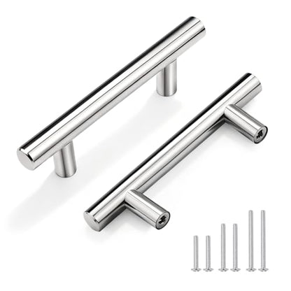 Gobrico 5 Pack 3 inch Drawer Pulls, Chrome Cabinet Pulls, Stainless Steel Cabinet Handles Hole Center 3" (76mm), Dresser Drawer Pulls Durable and Modern for Kitchen Bathroom - color: Polished Chrome, size: 3 Inch Hole Center
