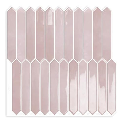 10 Sheets Long Hexagon Tile Peel and Stick Backsplash - color: Pink