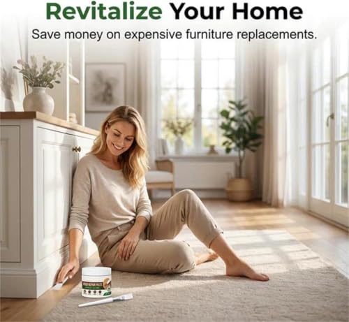 White Furniture Touch-Up Paste with Brush, Wood Filler Wall Repair Cream for Scratches, Fit Tables Cabinets Wooden Floors Walls