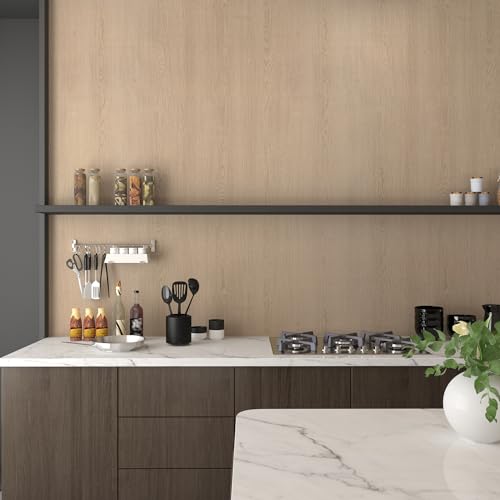 157.4“x31.5" Wide Wood Grain Contact Paper Beige Wood Textured Wallpaper - color: Beige, size: 31.5" x 157.4"