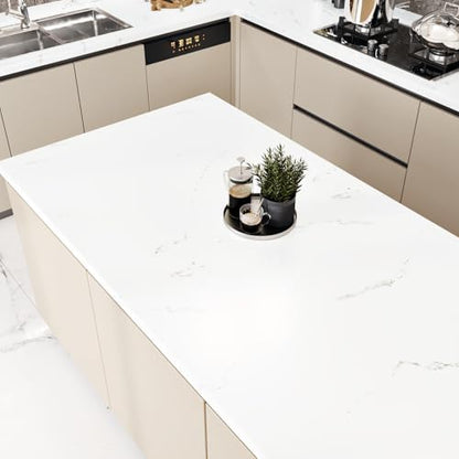 Matte White Marble Contact Paper Peel and Stick Countertops Waterproof Marble Wallpaper Self Adhesive Removable Kitchen Counter Contact Paper for Cabinets Shelf Liner Camper Tables 17.7"x120" - size: 17.7" x 120"