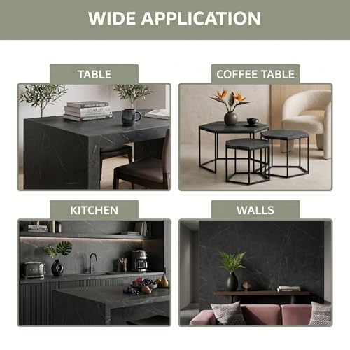 Extra-Thick Marble Contact Paper (Matte, Marquina Charcoal) 23.6" x 118.1" - color: Marquina Charcoal (Matte), size: 23.6" x 118.1"