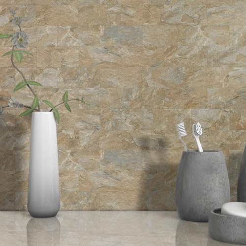 AULIGET 100-Piece Peel and Stick Backsplash Wall Tiles, 3" x 6" PVC Sandstone Faux Stick on Tiles for Backsplash Kitchen, Bathroom, Laundry Room, Camper, Fireplace - color: Sandstone