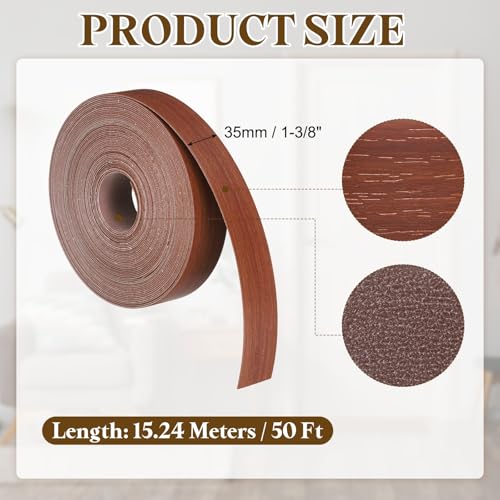 uxcell 1-3/8 Inchx50ft Wood Veneer Edge Banding Pre-Glued Flexible - size: 1-3/8 Inch x 50ft