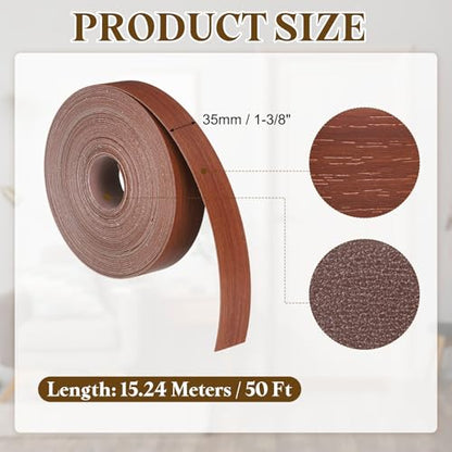 uxcell 1-3/8 Inchx50ft Wood Veneer Edge Banding Pre-Glued Flexible - size: 1-3/8 Inch x 50ft