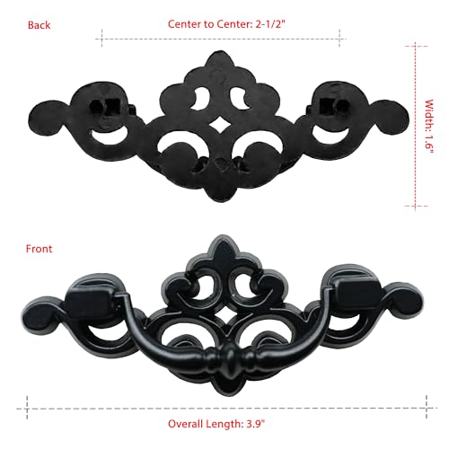 8 Pack Black Drop Bail Drawer Pulls, 2-1/2 Inch Hole Center - color: Black-