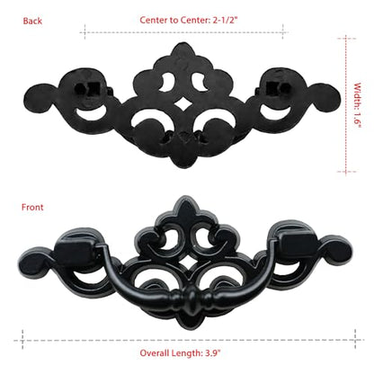 8 Pack Black Drop Bail Drawer Pulls, 2-1/2 Inch Hole Center - color: Black-
