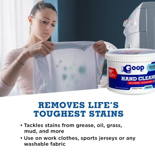 GOOP Multi-Purpose Hand Cleaner- Waterless Hand Degreaser, Laundry Stain Remover - NonToxic and Biodegradable Cleaner Remove Dirt, Oil, Paint, Ink, and Clothes Stains Original, 14oz Pack of 1 - size: 14 Ounce (Pack of 1)