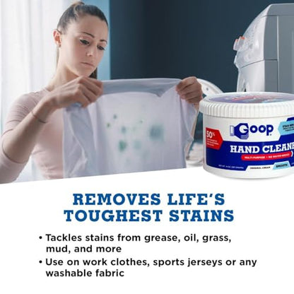 GOOP Multi-Purpose Hand Cleaner- Waterless Hand Degreaser, Laundry Stain Remover - NonToxic and Biodegradable Cleaner Remove Dirt, Oil, Paint, Ink, and Clothes Stains Original, 14oz Pack of 1 - size: 14 Ounce (Pack of 1)